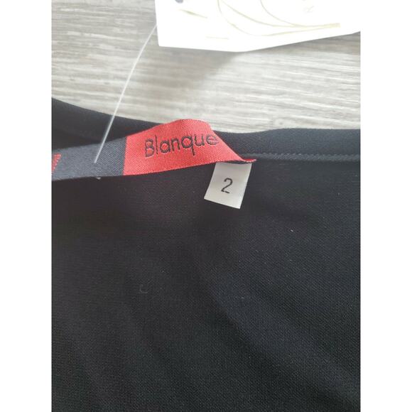 Blanque Women's Solid Black Tank Top Sz 2 Made in USA Triacetate Blend - Picture 5 of 6